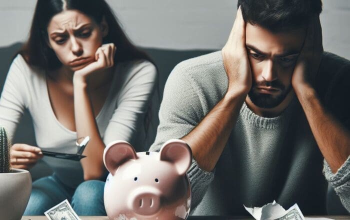 couple needing a bad credit loan looking sad