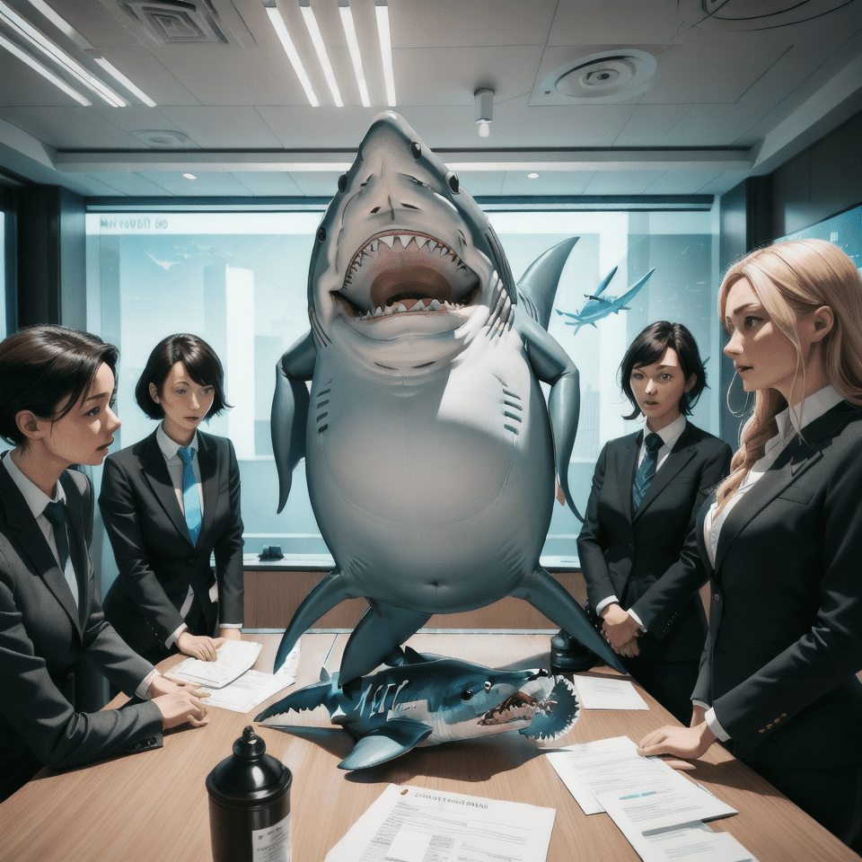 shark in a boardroom